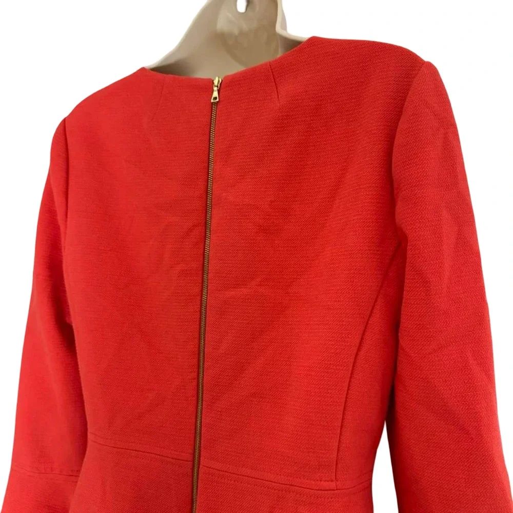 J Crew Womens Bell Sleeve Stretch Exposed Zipper Mini Dress Coral Pink sz 4
